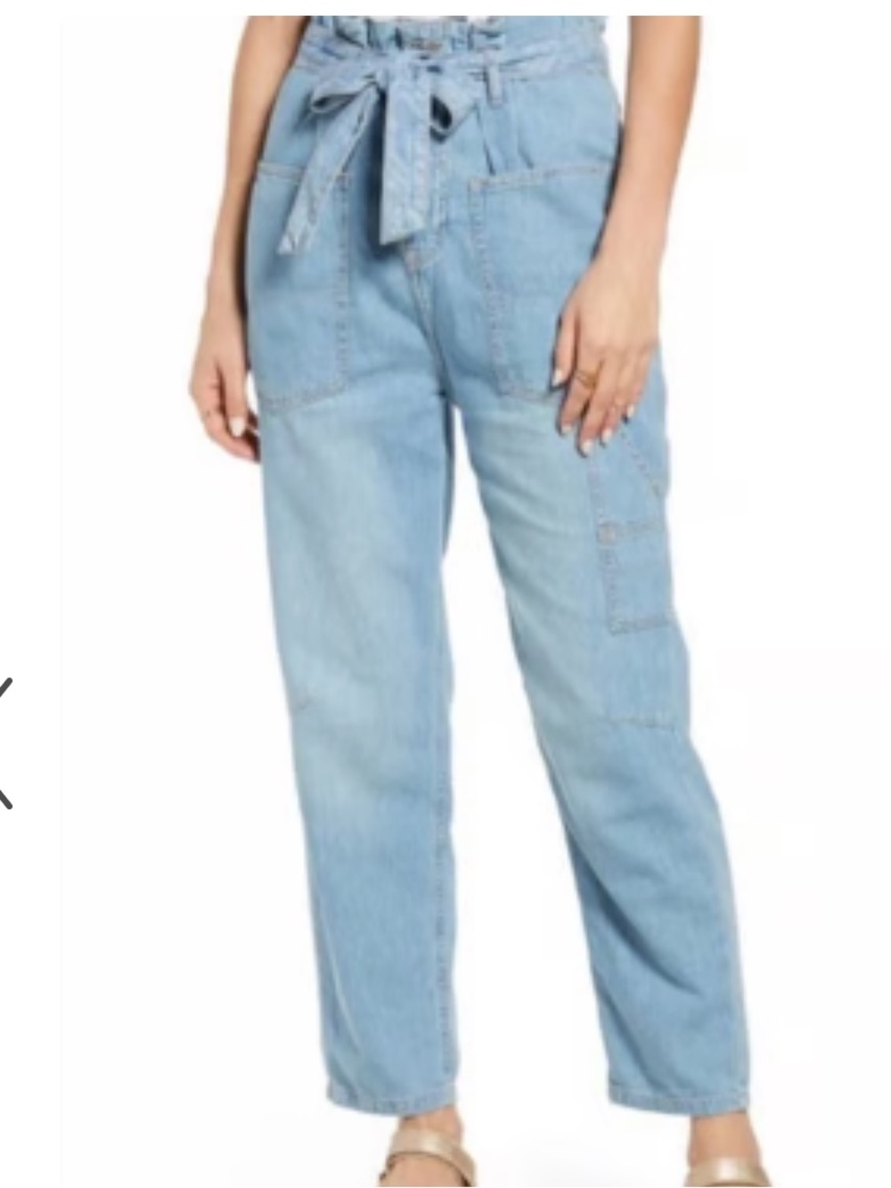 We The Free Light Blue Tie-Belt Boyfriend Jeans